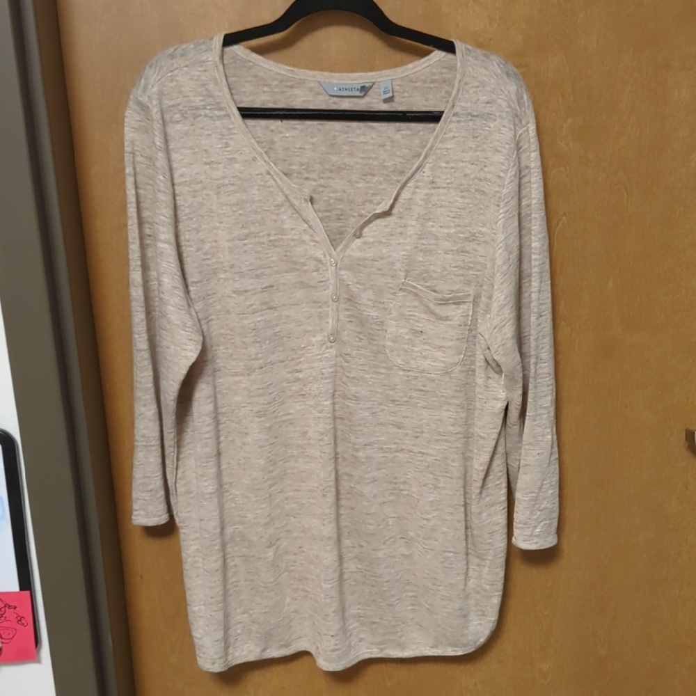 Athleta Women's Linen Henley Tunic - Neutral Coloring - Versatile